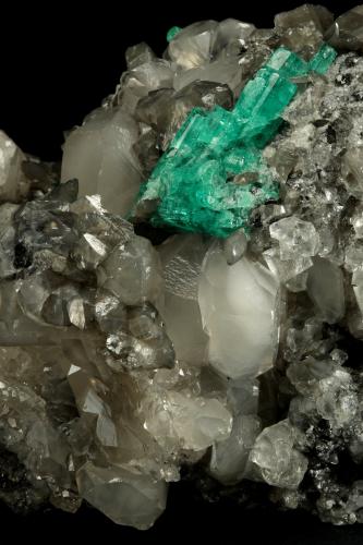 Beryl (variety emerald), Calcite, Fluorite<br />La Pita mining district, Municipio Maripí, Western Emerald Belt, Boyacá Department, Colombia<br />170x120x95mm, aggregate=50x22mm<br /> (Author: Fiebre Verde)