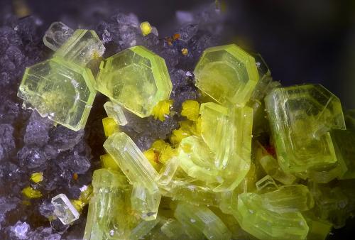 Autunita.<br />Bessines-sur-Gartempe, Haute-Vienne, Nouvelle-Aquitaine, France<br />Campo de visión 2 mm.<br /> (Autor: Juan Miguel)