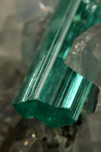 Beryl (variety emerald), Calcite, Pyrite, Dolomite<br />Chivor mining district, Municipio Chivor, Eastern Emerald Belt, Boyacá Department, Colombia<br />98x70x38mm, xl=31mm<br /> (Author: Fiebre Verde)