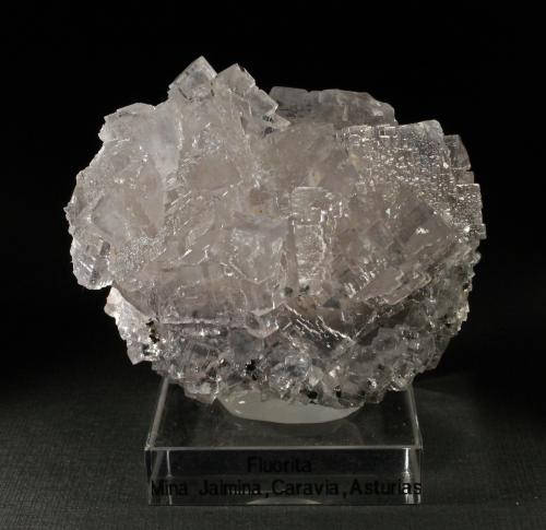 Fluorita<br />Mina Jaimina, filón Obdulia, Zona Minera Caravia, Trechorio, Carrales, Caravia, Comarca Oriente, Principado de Asturias (Asturias), España<br />6 x 5 cm. (Cristal mayor: 2 cm).<br /> (Autor: Darío Menéndez)