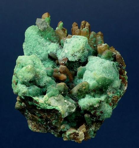 Malachite on Quartz<br />Concepción del Oro, Municipio Concepción del Oro, Zacatecas, Mexico<br />56 x 56 x 50 mm<br /> (Author: GneissWare)