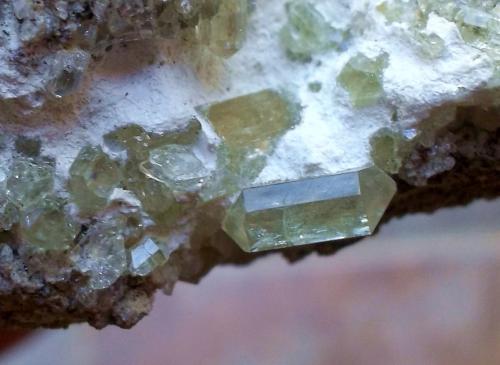 Fluorapatito (Grupo Apatito)<br />La Celia, Jumilla, Comarca Altiplano, Región de Murcia (Murcia), España<br />Cristales biterminados de hasta 6 mm<br /> (Autor: Cristalino)