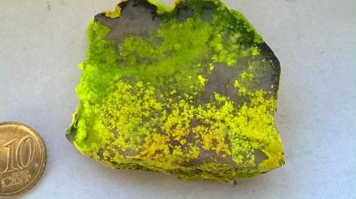 Phurcalite and Autunite<br />Senhora da Assunção Mine, Aldeia Nova, Ferreira de Aves, Sátão, Viseu District, Portugal<br /><br /> (Author: Cesar M. Salvan)