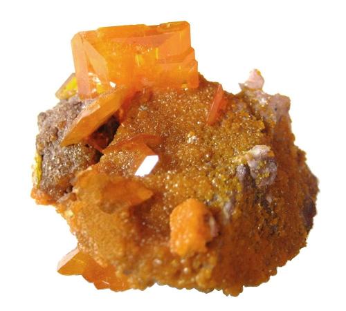 Wulfenite<br />Rowley Mine, Theba, Painted Rock District, Painted Rock Mountains, Maricopa County, Arizona, USA<br />Specimen size 3 cm, largest crystal 1,2 cm<br /> (Author: Tobi)