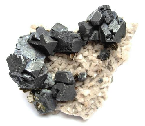 Galena, dolomite, marcasite<br />Picher Field, Tri-State District, Ottawa County, Oklahoma, USA<br />Specimen size 10 cm, largest crystal 3 cm<br /> (Author: Tobi)