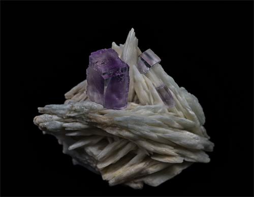 Fluorite, Barite<br />La Cabaña, Berbes mining area, Valdelmar, Berbes, Ribadesella, Comarca Oriente, Principality of Asturias (Asturias), Spain<br />6.0 x 4.9 cm<br /> (Author: am mizunaka)