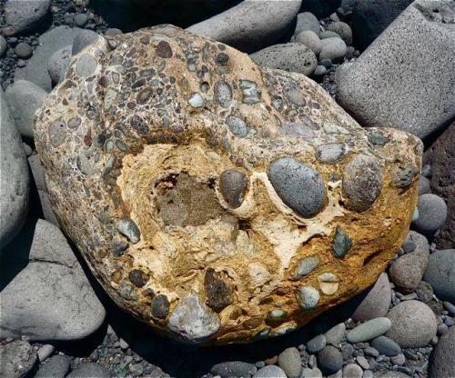 Conglomerado cementado por toba volcánica
San Felipe, Gran Canaria. España
Ancho de imagen 40 cm (Autor: María Jesús M.)