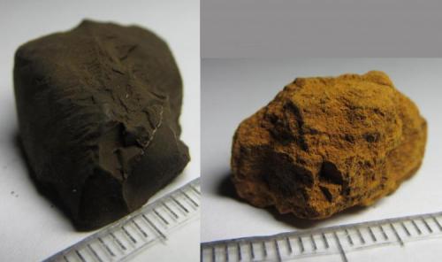 Limonita y ocre (mezcla de óxidos e hidróxidos)
Complejo de Troodos, Chipre
Aunque estos materiales no son rocas ígneas, los incluyo aquí para mostrar la serie completa. (Autor: prcantos)