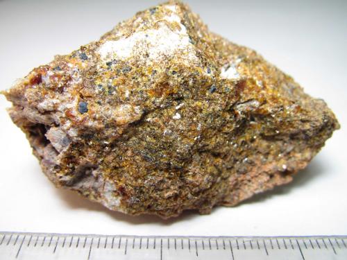 Piroxenita con kalsilita, melilita y flogopita
Colle Cimino, Marino, Colli Albani, Roma, Lazio, Italia
5 x 3’5 cm.
Se distinguen sobre todo la magnesioferrita negra y la melilita naranja. (Autor: prcantos)