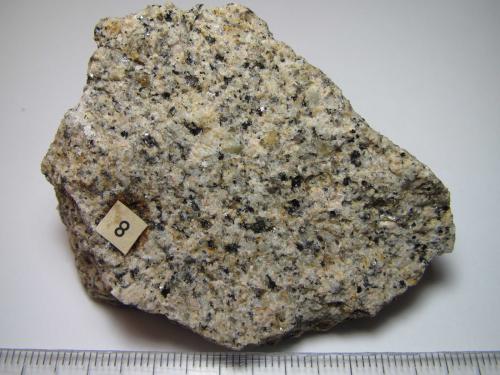 Granito de dos micas
Isles of Scilly, Cornwall, Inglaterra, Reino Unido
6 x 5 cm.
Granito claro con biotita y moscovita. (Autor: prcantos)