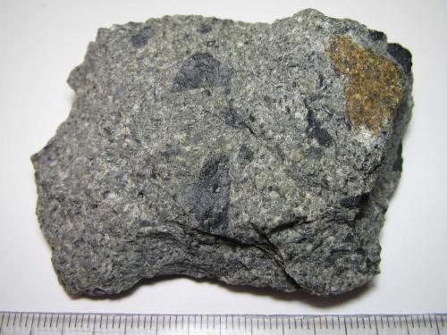 Toba de lapilli
Nefyn, Lleyn Peninsula, Gwynedd, Gales, Reino Unido
7 x 5 cm.
El lapilli es el material piroclástico con diámetro medio entre 2 y 64 mm. idependientemente de su forma.  Aquí aparece con formas angulosas en matriz de ceniza. (Autor: prcantos)