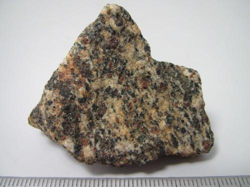 Granulita con granate<br />Macizo ultramáfico (ultrabásico) de Herbeira-Complejo de Cabo Ortegal, Herbeira, Cariño, Comarca Ortegal, La Coruña / A Coruña, Galicia / Galiza, España<br />4''5 x 3''5 cm.<br /> (Autor: prcantos)