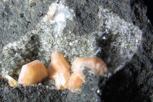 Gmelinita y Natrolita<br />Cantera Little Deerpark, Glenarm, Condado Antrim, Irlanda del Norte / Reino Unido<br />3 cm. ancho de campo<br /> (Autor: prcantos)