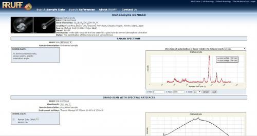 Screen capture of the wrong Raman spectrum published by RRUFF, a collection of crappy and sometimes erroneous Raman spectra. (Author: Cesar M. Salvan)