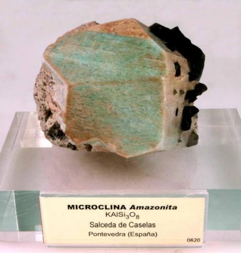 Microclina (variedad amazonita)<br />Salceda de Caselas, Comarca Baixo Miño, Pontevedra, Galicia / Galiza, España<br />8,5 cm x 7 cm x 6 cm<br /> (Autor: Foro FMF)