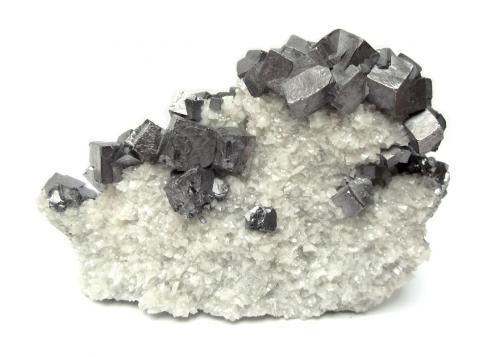 Galena, dolomite<br />Meggen Mine, Lennestadt, Olpe, Sauerland, North Rhine-Westphalia/Nordrhein-Westfalen, Germany<br />Specimen size 8,5 cm, largest galena 1 cm<br /> (Author: Tobi)