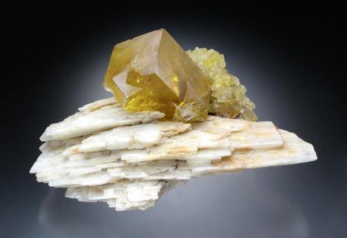 Fluorite on Barite<br />Hilton Mine, Scordale, Hilton, North Pennines Orefield, former Westmorland, Cumbria, England / United Kingdom<br />13x9x7 cm<br /> (Author: Jesse Fisher)