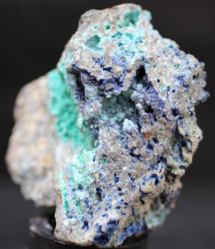 Auricalcita y Azurita<br />Cerro Tajo de las Grajas, Zona Llanos de la Plata, Alhaurín de la Torre, Comarca Valle del Guadalhorce, Málaga, Andalucía, España<br />55 x 50 x 23 mm<br /> (Autor: José Luis Zamora)