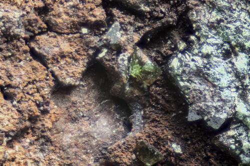 Libethenita<br />Canteras de mármol, Estremoz, Distrito Évora, Província Alentejo Central, Región Alentejo, Portugal<br />Campo 2.1 mm<br /> (Autor: Adolfo Ruiz)