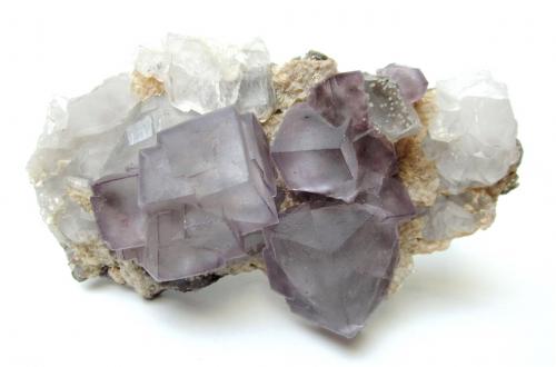 Fluorite, quartz, siderite (?)<br />Yaogangxian Mine, Yizhang, Chenzhou Prefecture, Hunan Province, China<br />Specimen size 12 cm, largest fluorite 2,4 cm<br /> (Author: Tobi)