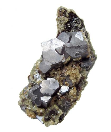 Galena, fluorite, sphalerite<br />Mina Beihilfe, Halsbrücke, Distrito Freiberg, Erzgebirgskreis, Sajonia/Sachsen, Alemania<br />Specimen size 4 cm, largest crystal 7 mm<br /> (Author: Tobi)