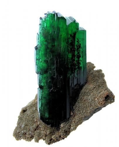 Vivianite, siderite, pyrite
Huanuni mine, Huanuni, Dalence Province, Oruro Department, Bolivia
Crystal size: 82 mm x 38 mm x 11 mm. Matrix size: 90 mm x 56 mm (Author: Carles Millan)