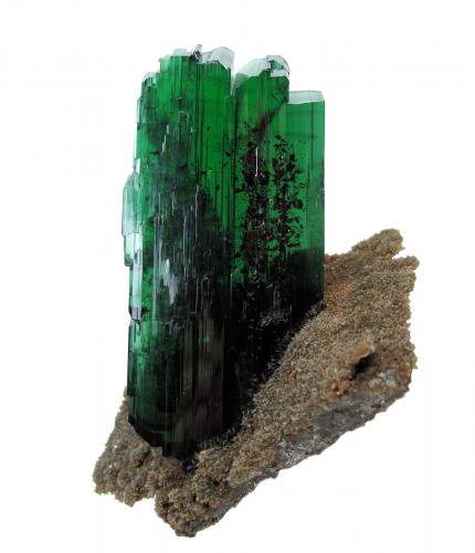 Vivianite, siderite, pyrite
Huanuni mine, Huanuni, Dalence Province, Oruro Department, Bolivia
Crystal size: 82 mm x 38 mm x 11 mm. Matrix size: 90 mm x 56 mm (Author: Carles Millan)