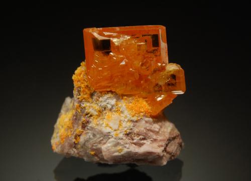 Wulfenite<br />Mina Rowley, Theba, Distrito Painted Rock, Montes Painted Rock, Condado Maricopa, Arizona, USA<br />2.1 cm in height<br /> (Author: crosstimber)