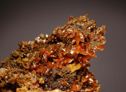 Wulfenite<br />Aurora Mine, Cuchillo Parado, Municipio Coyame del Sotol, Chihuahua, Mexico<br />7.0 x 8.5 cm FOV~3.5 cm<br /> (Author: crosstimber)