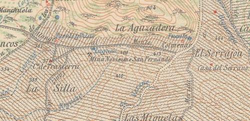 Situación de la mina según Mapa Topográfico Nacional del IGN. Hoja 804-Edición 1940. (Autor: Inma)
