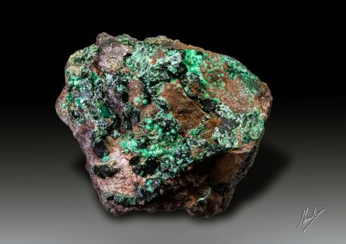 Libethenita con pseudomalaquita<br />Novísimo San Fernando Mine, Cortijo Traslasierra, Oliva de Mérida, Comarca Tierra de Mérida-Vegas Bajas, Badajoz, Extremadura, Spain<br />42 x 37 mm.<br /> (Autor: Manuel Mesa)