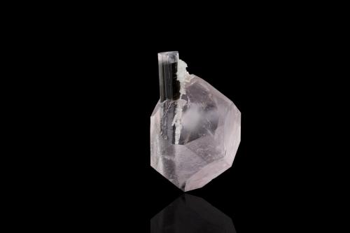 Beryl (var. morganite) with Tourmaline<br />Stak Nala, Haramosh Mountains, Skardu District, Gilgit-Baltistan (Northern Areas), Pakistan<br />5.0 x 3.5 x 4.0 cm<br /> (Author: MIM Museum)