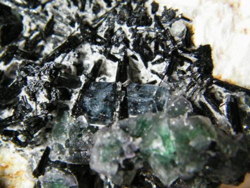 Fluorite, Schorl and Beryl (variety aquamarine)<br />Erongo Mountain, Usakos, Erongo Region, Namibia<br />200x130x120mm<br /> (Author: Heimo Hellwig)