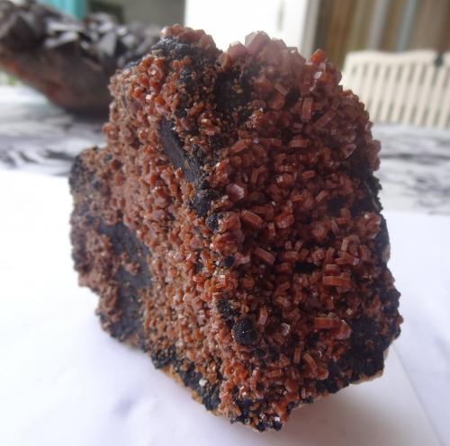 Vanadinite, Mottramite, Barite<br />ACF Mine area, Mibladen mining district, Mibladen, Midelt, Midelt Province, Drâa-Tafilalet Region, Morocco<br />10 x 4 x 10 cm<br /> (Author: Dave van Bladel)