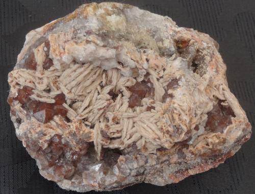 Barite on Red Quartz<br />Irhoud Mine, Jebel Irhoud, Youssoufia Province, Marrakesh-Safi Region, Morocco<br />14X10X8cm<br /> (Author: Dave van Bladel)