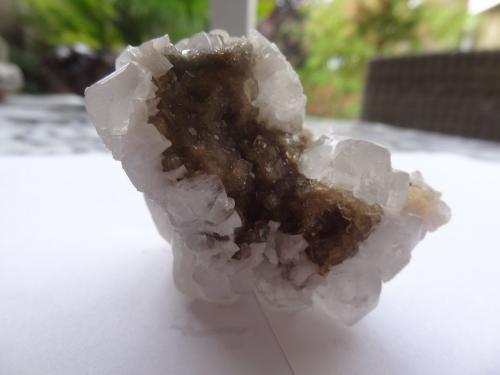 Fluorite and Calcite<br />Moscona Mine, El Llano, Solís, Corvera de Asturias, Comarca Avilés, Principality of Asturias (Asturias), Spain<br />6x6x6cm<br /> (Author: Dave van Bladel)