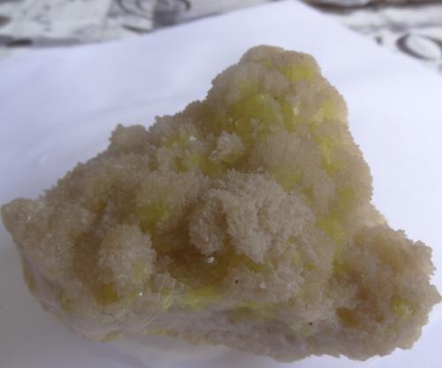 Aragonite on Sulfur<br />Agrigento (Girgenti) Province, Sicily, Italy<br />10x6x6<br /> (Author: Dave van Bladel)