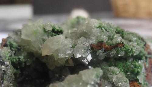 Calcite on Conicalcite<br />Ojuela Mine, Mapimí, Municipio Mapimí, Durango, Mexico<br />8x4x2,5cm<br /> (Author: Dave van Bladel)