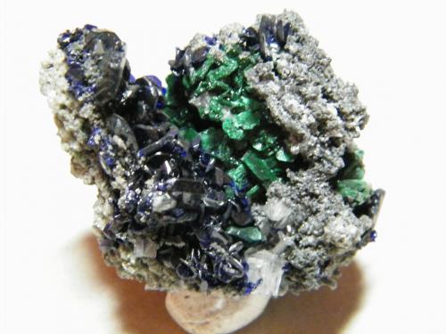 Azurite and Malachite<br />Tsumeb Mine, Tsumeb, Otjikoto Region, Namibia<br />40x40mm<br /> (Author: Heimo Hellwig)