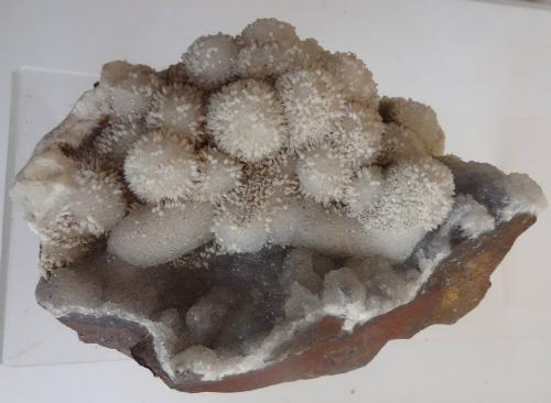 Aragonite on Quartz (variety chalcedony)<br />Ngabu, Chiwawy-Nsanje District, Malawi<br />18 x 12 x 12cm<br /> (Author: Dave van Bladel)