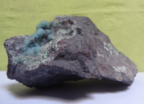 Quartz with Chrysocolla inclusions<br />Globe, Globe-Miami District, Gila County, Arizona, USA<br />14 x 7 x 8 cm.<br /> (Author: Dave van Bladel)