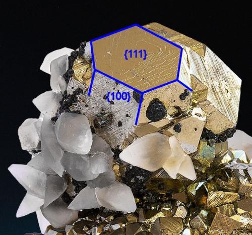 Pyrite, Calcite, Tetrahedrite, Sphalerite<br />Mina Huanzala, Distrito Huallanca, Provincia Dos de Mayo, Departamento Huánuco, Perú<br />81 mm x 75 mm x 71 mm<br /> (Author: Carles Millan)