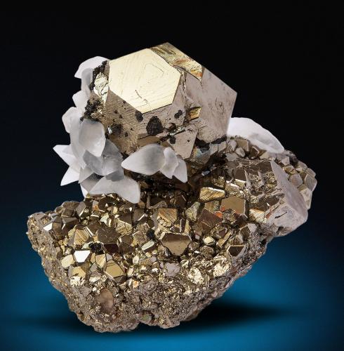 Pyrite, Calcite, Tetrahedrite, Sphalerite<br />Huanzala Mine, Huallanca District, Dos de Mayo Province, Huánuco Department, Peru<br />81 mm x 75 mm x 71 mm<br /> (Author: Carles Millan)