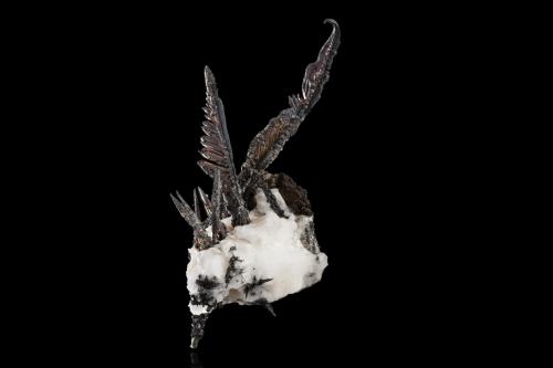 Silver with Calcite<br />La Nevada Mine, Cerro San Antonio, San Miguel, Batopilas, Andrés del Río District, Municipio Batopilas, Chihuahua, Mexico<br />8,0	x	3,5	x	7,0	cm<br /> (Author: MIM Museum)