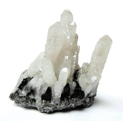 Quartz, Sphalerite, Chalcopyirte<br />Cavnic mining area, Cavnic, Maramures, Romania<br />Specimen height size 9 cm, longest quartz 7 cm<br /> (Author: Tobi)