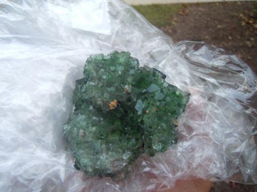 Fluorite<br />Okorusu Mine, Otjiwarongo District, Otjozondjupa Region, Namibia<br />10.2 x 9.5 x 4.5 cm<br /> (Author: Casimir Sarisky)