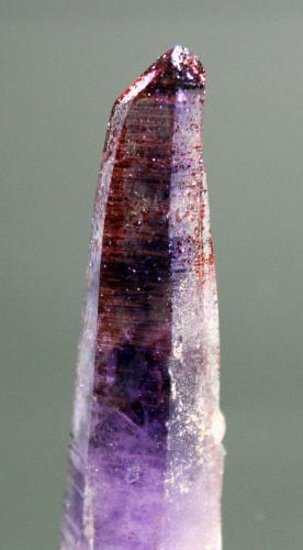 Quartz (variety amethyst) with inclusions of Goethite<br />Zona Brandberg, Región Erongo, Namibia<br />6.7 x 2.5 cm<br /> (Author: Don Lum)