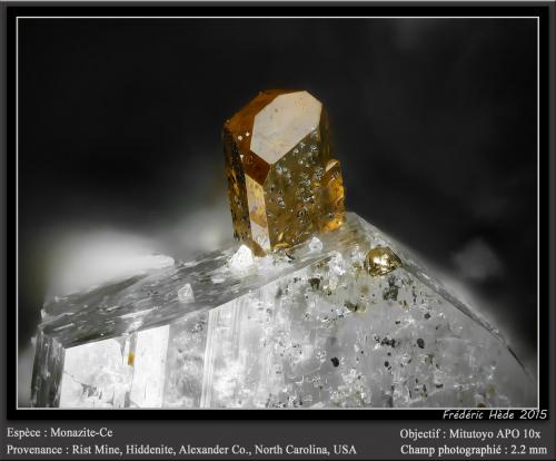 Monazite<br />Rist Mine, Hiddenite, Alexander County, North Carolina, USA<br />fov 2.2 mm<br /> (Author: ploum)