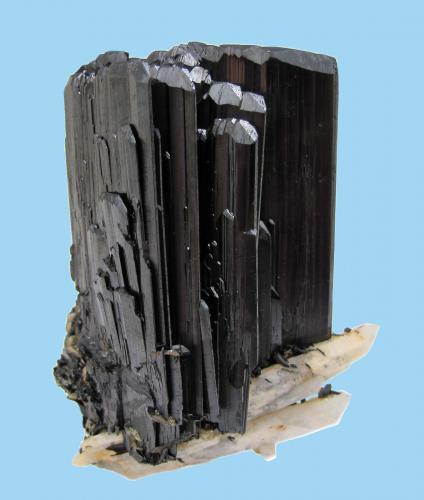 Ferberite, quartz<br />Yaogangxian Mine, Yizhang, Chenzhou Prefecture, Hunan Province, China<br />63 mm x 54 mm x 28 mm. Major ferberite crystal: 41 mm wide<br /> (Author: Carles Millan)