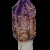 Quartz (variety smoky quartz), Quartz (variety amethyst)<br />Chibuku Mine, Zambezi Valley, Mashonaland West, Zimbabwe<br />11.0 x 3.7 cm<br /> (Author: am mizunaka)